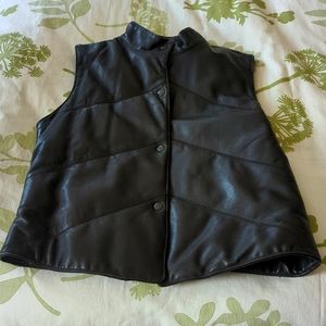 Quilted black leather J. Crew vest